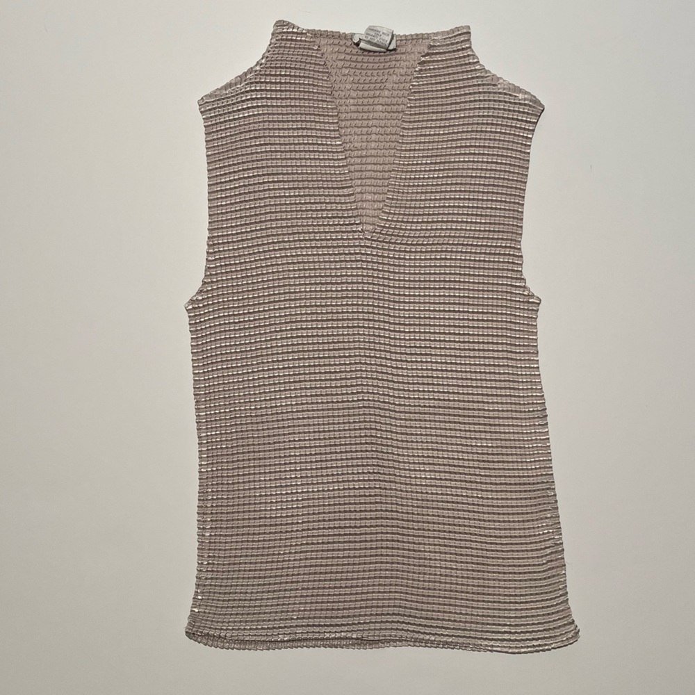 Vintage NICOLA Expandable Short Sleeves Deep V Neck Blouse Silver